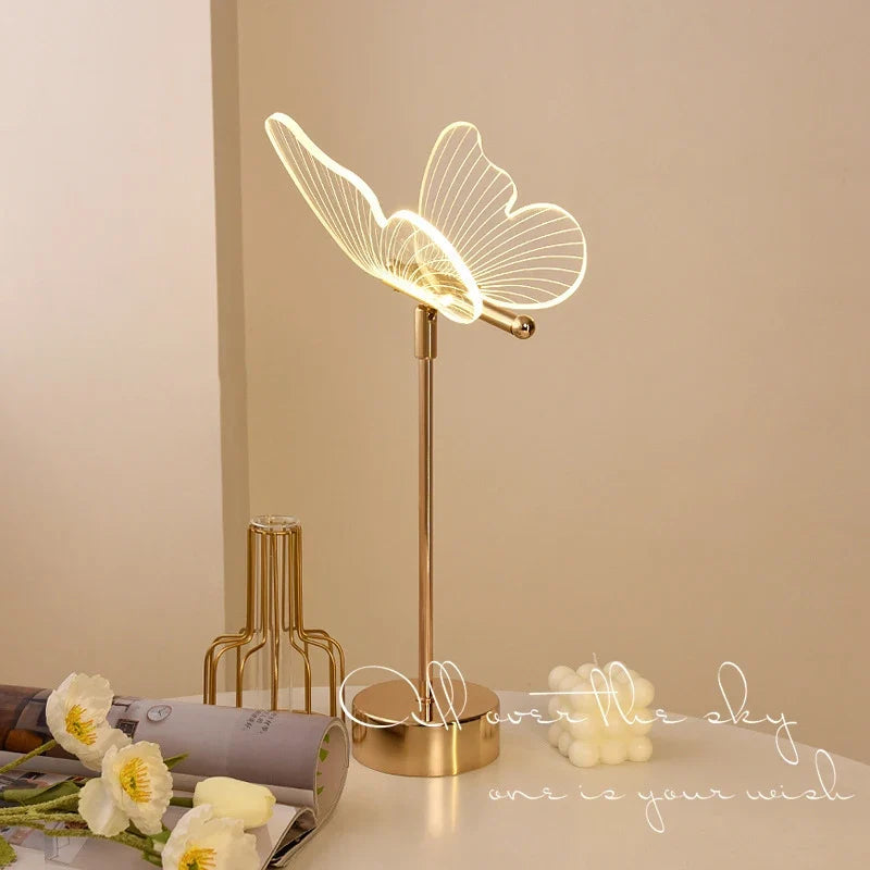 Butterfly LED Table Lamp Acrylic 3 Color Dimmable USB