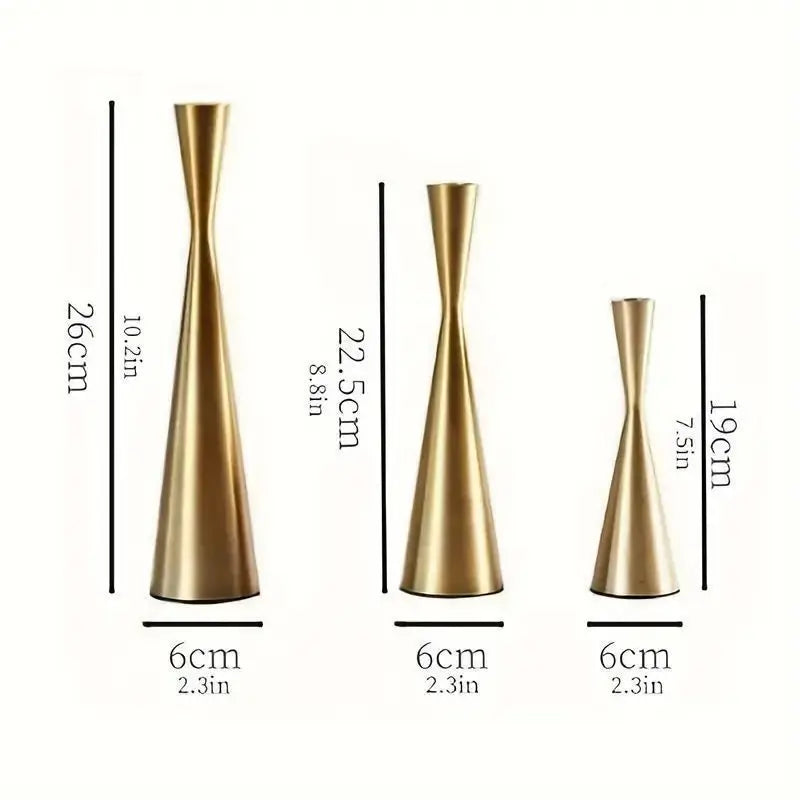 Gold Metal Slim Waist Candle Holders For Home Decor