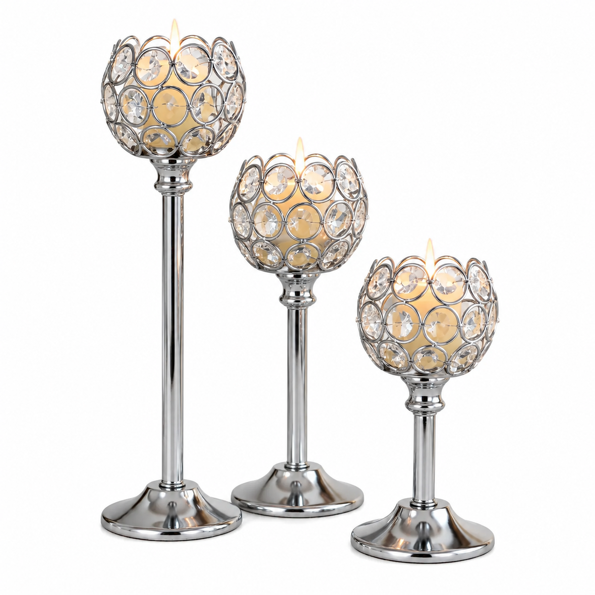 Glass Tealight Candle Holder – Elegant Metal Stand