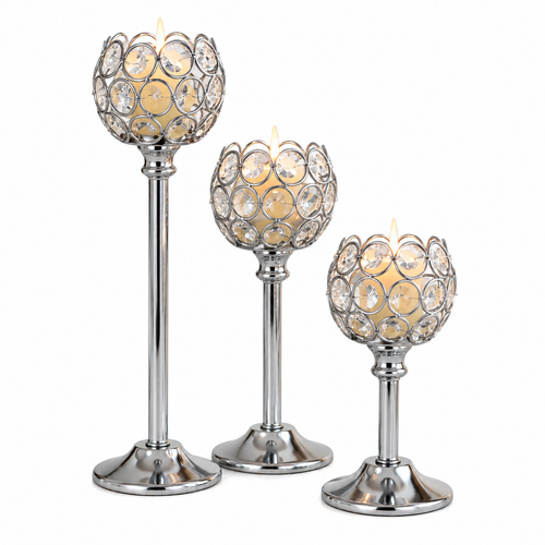 Glass Tealight Candle Holder – Elegant Metal Stand