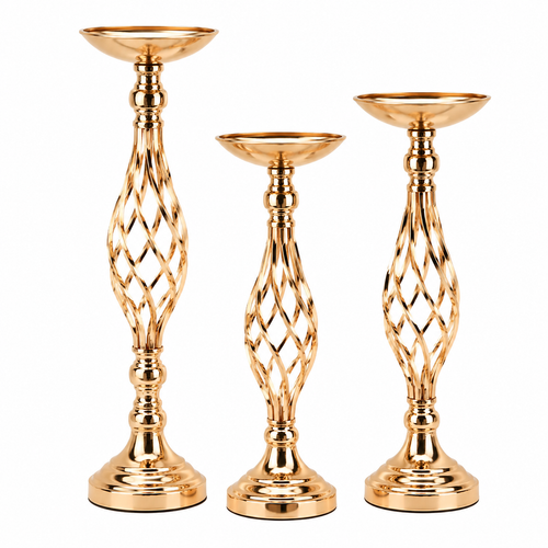 Gold Twisted Iron Candlestick Vase Candle Holder Decor