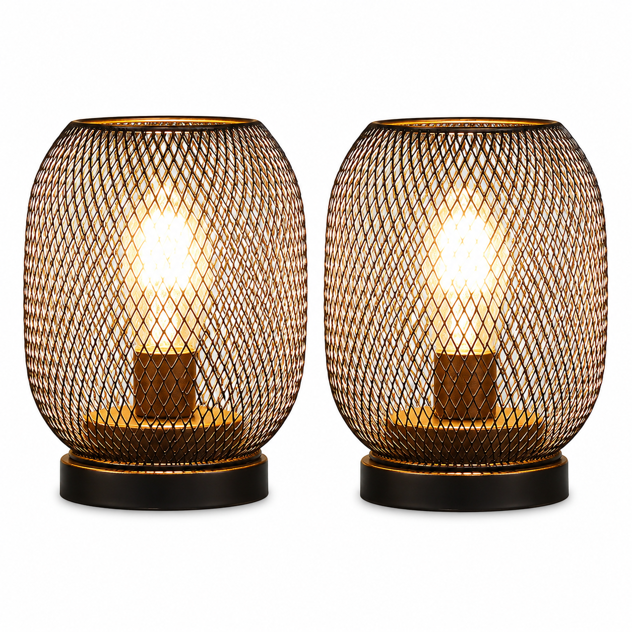 Metal Cage LED Table Lantern Warm White Battery Lamp