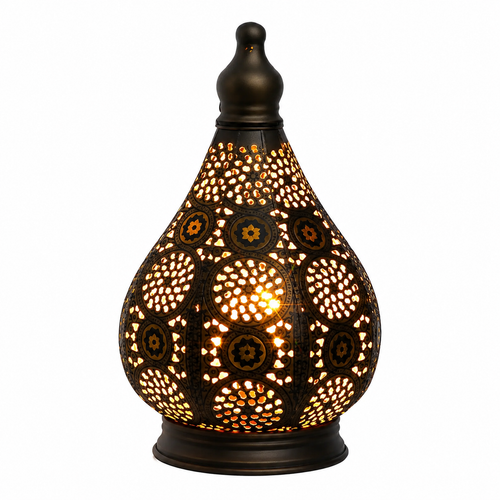 Moroccan Metal Table Lantern Lamp Retro Battery LED