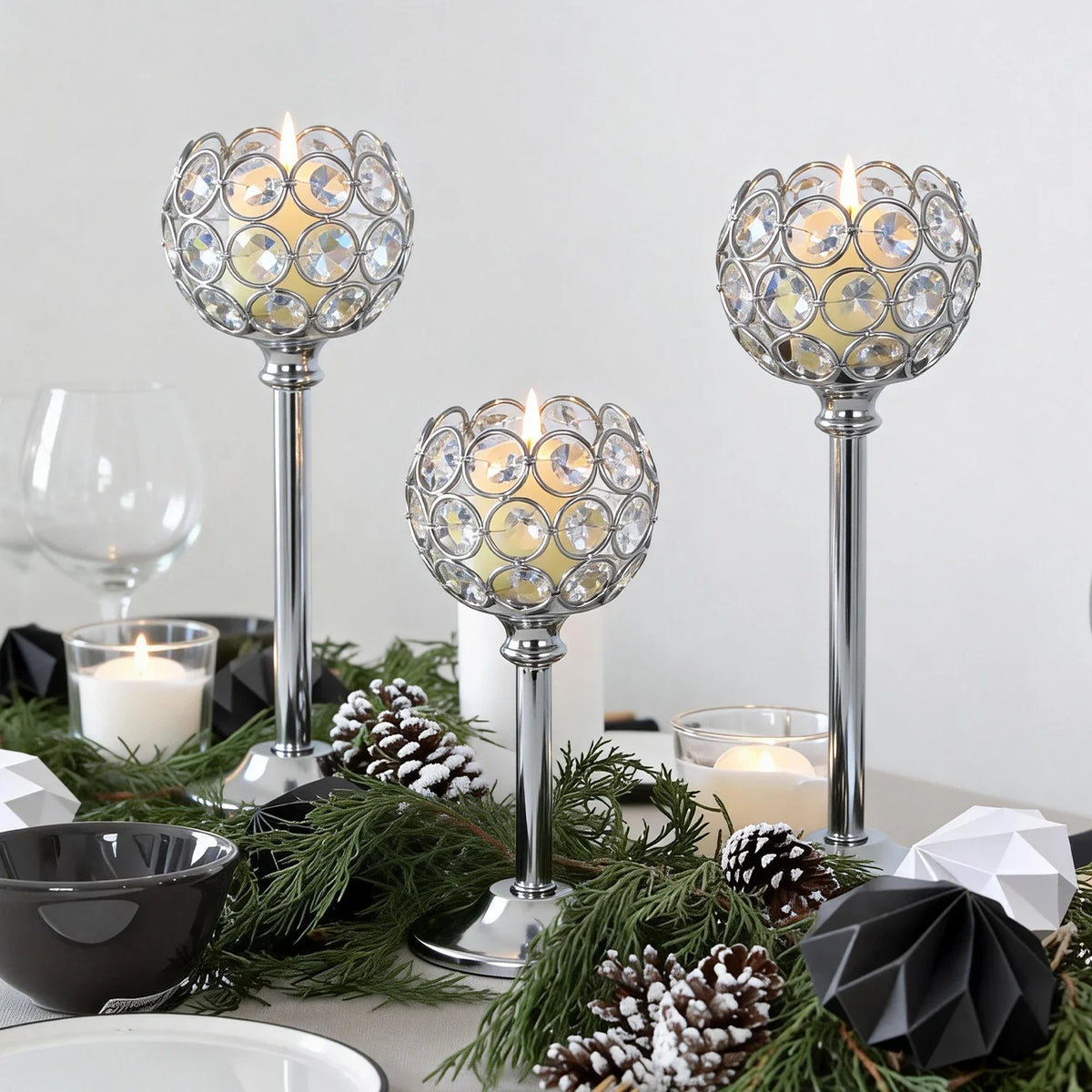 Glass Tealight Candle Holder – Elegant Metal Stand