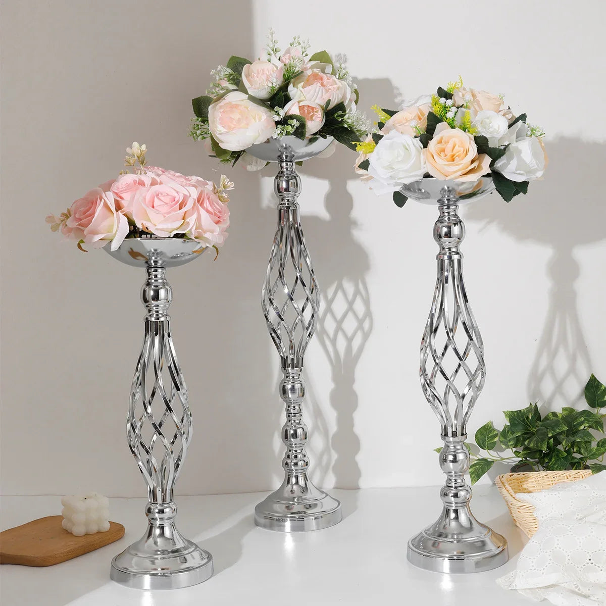 Gold Twisted Iron Candlestick Vase Candle Holder Decor