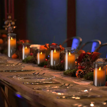 LED Flameless Pillar Candle Set – USB Rechargeable Wax