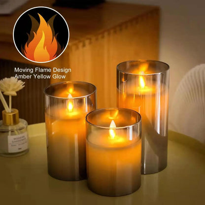 LED Flameless Pillar Candle Set – USB Rechargeable Wax