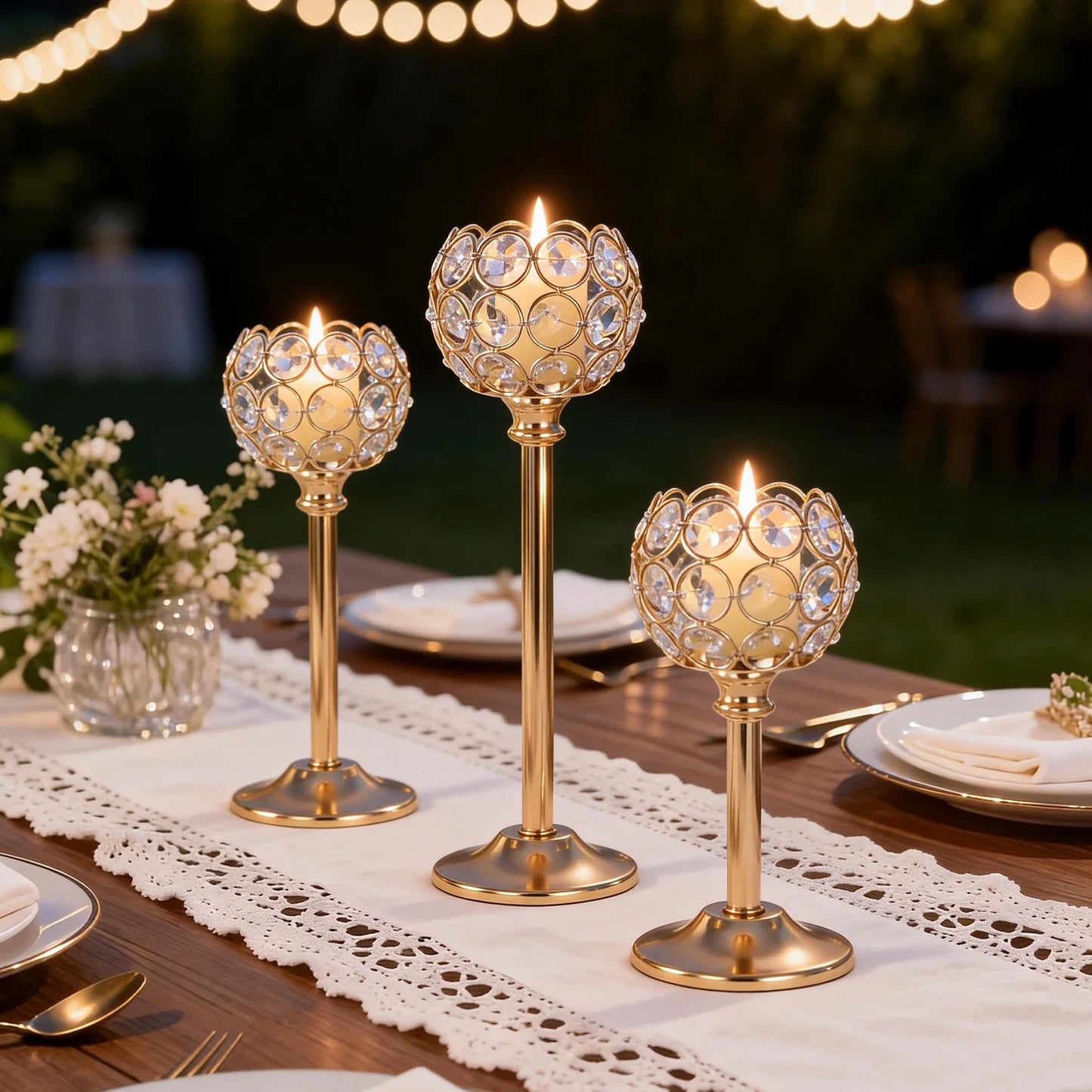 Glass Tealight Candle Holder – Elegant Metal Stand
