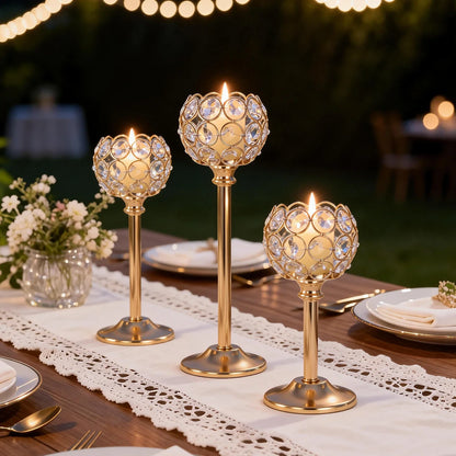 Glass Tealight Candle Holder – Elegant Metal Stand