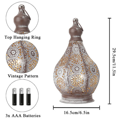 Moroccan Metal Table Lantern Lamp Retro Battery LED