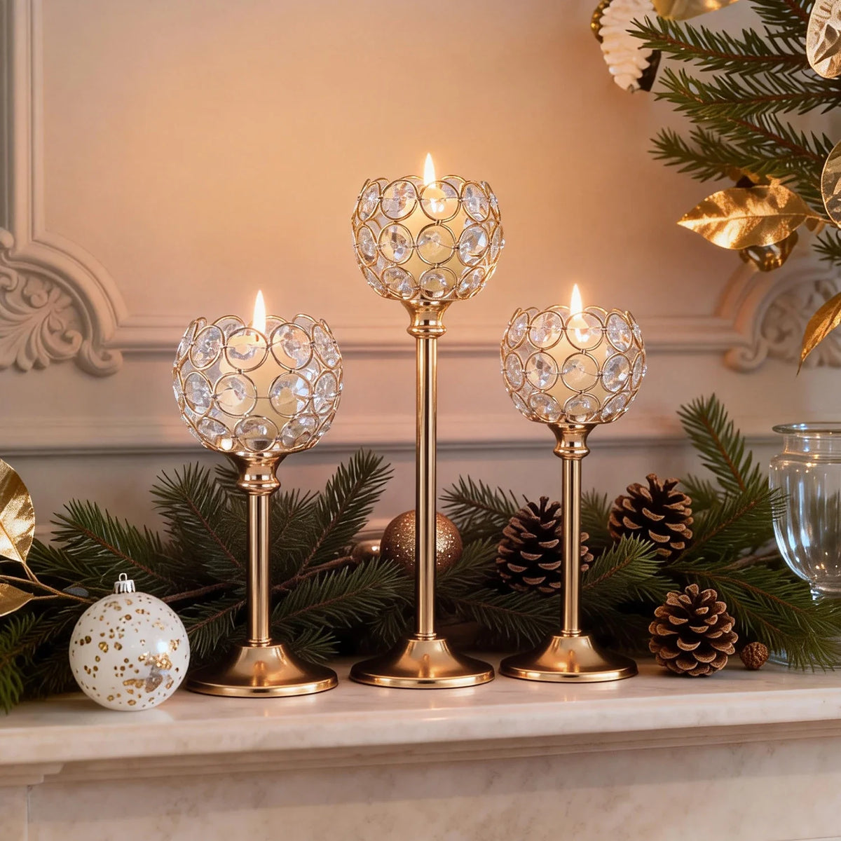 Glass Tealight Candle Holder – Elegant Metal Stand